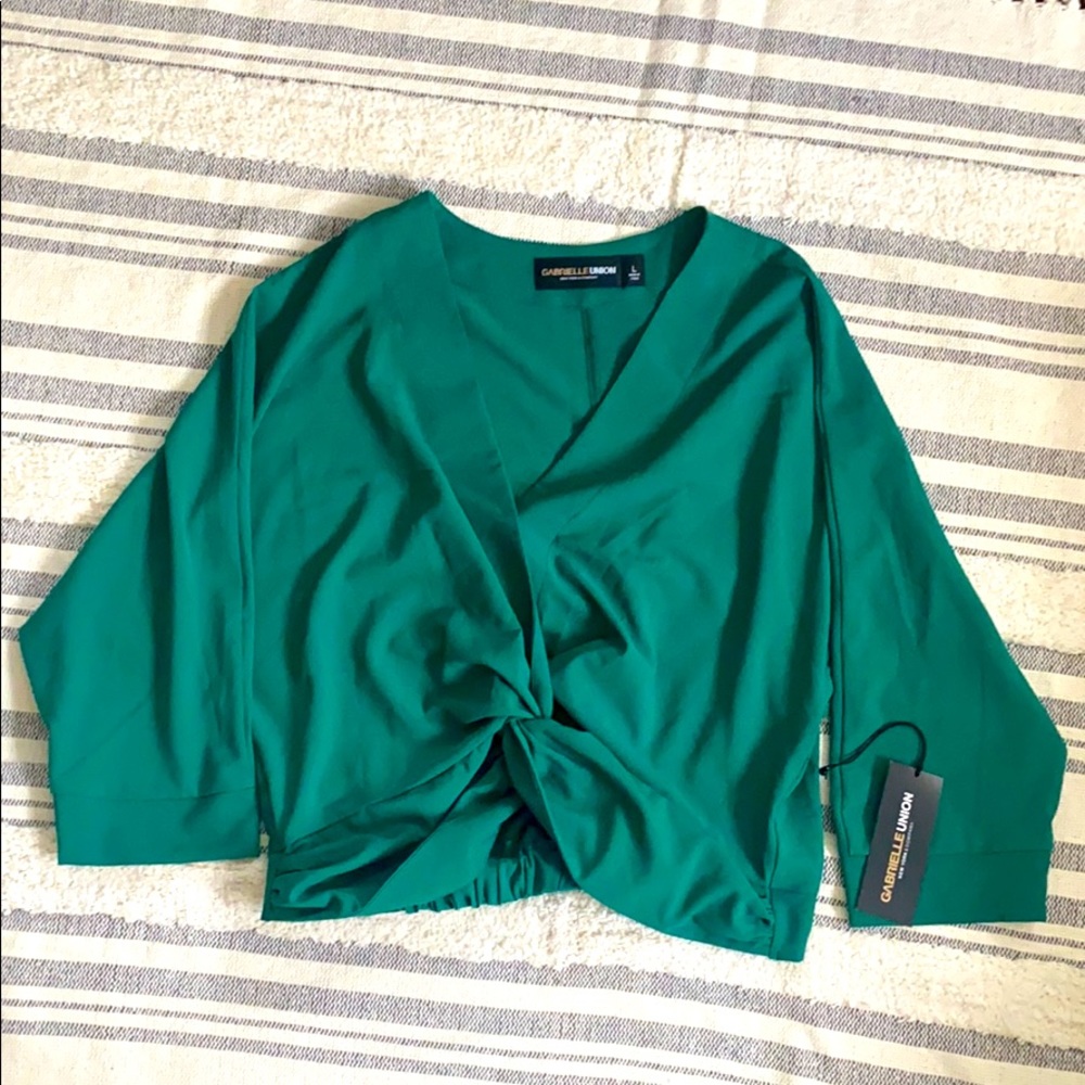 Emerald Green deep V Neck Blouse